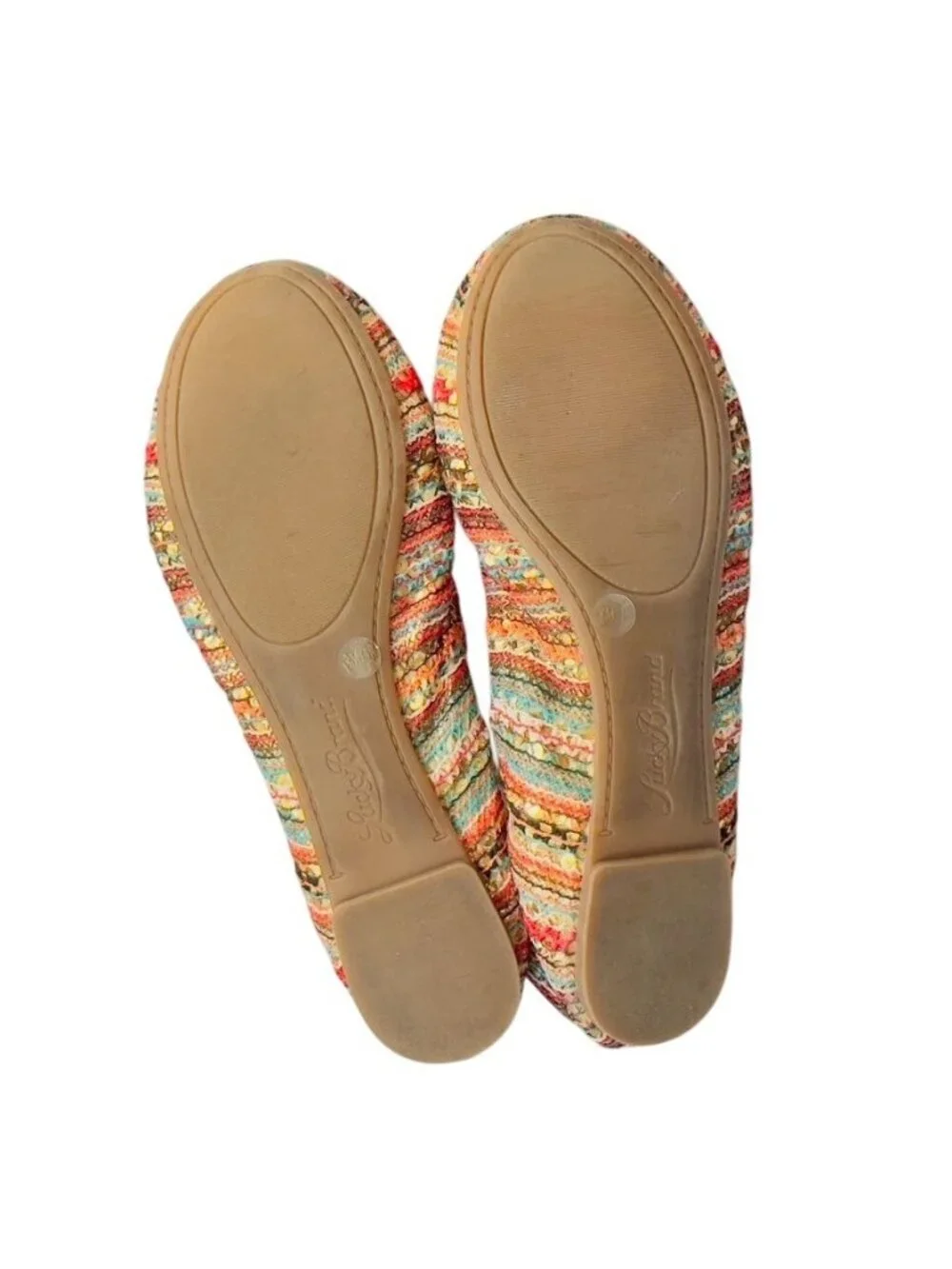 Lucky Brand Multicolor Stripe Ballet Flats Womens Size 38 BM Slip-On Shoes